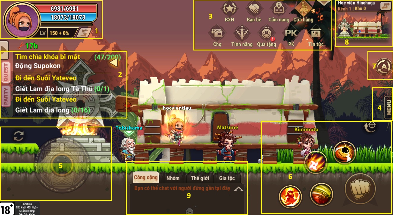 Giao diện chính Học viện ninja